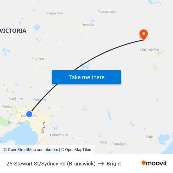 25-Stewart St/Sydney Rd (Brunswick) to Bright map