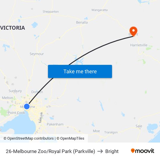 26-Melbourne Zoo/Royal Park (Parkville) to Bright map