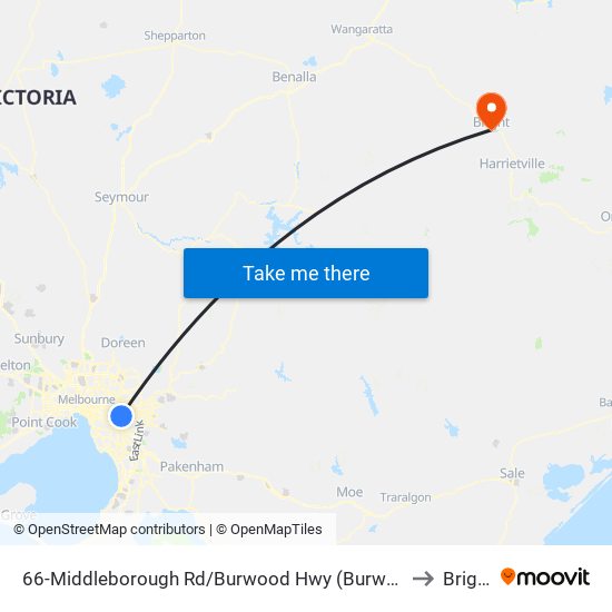 66-Middleborough Rd/Burwood Hwy (Burwood) to Bright map