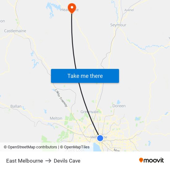 East Melbourne to Devils Cave map