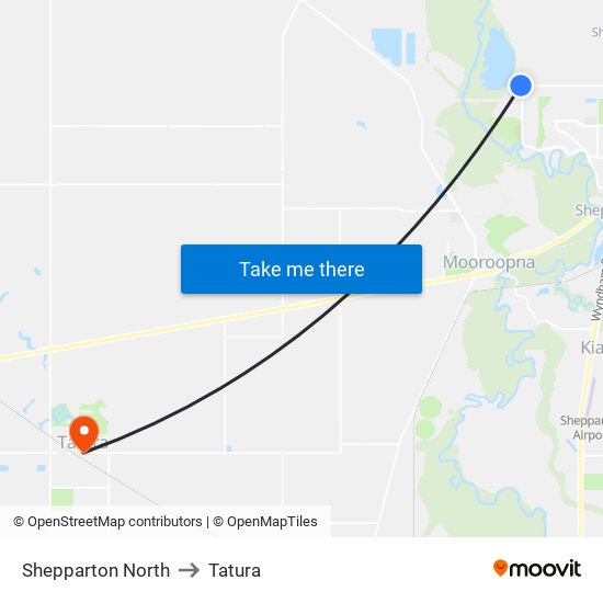 Shepparton North to Tatura map