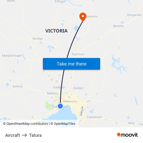 Aircraft to Tatura map