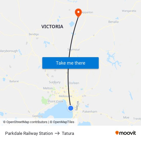 Parkdale Railway Station to Tatura map