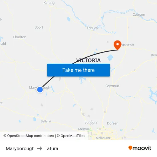Maryborough to Tatura map