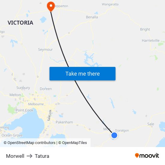 Morwell to Tatura map