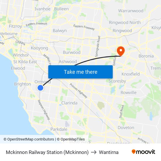 Mckinnon Railway Station (Mckinnon) to Wantirna map