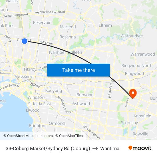 33-Coburg Market/Sydney Rd (Coburg) to Wantirna map