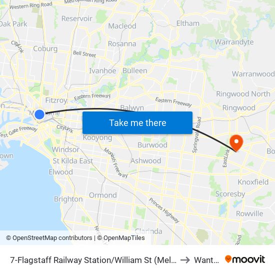 7-Flagstaff Railway Station/William St (Melbourne City) to Wantirna map