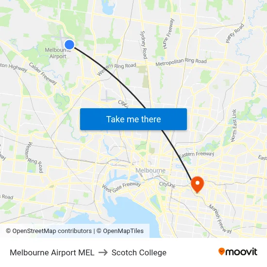 Melbourne Airport MEL to Scotch College map