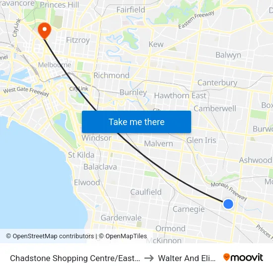 Chadstone Shopping Centre/Eastern Access Rd to Walter And Eliza Hall Institute map