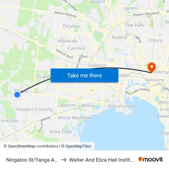 Ningaloo St/Yanga Ave to Walter And Eliza Hall Institute map