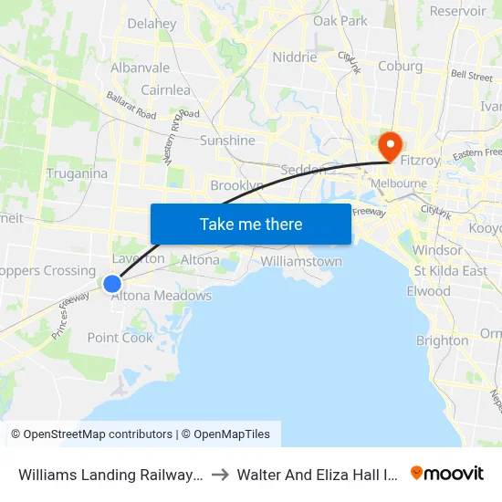 Williams Landing Railway Station to Walter And Eliza Hall Institute map