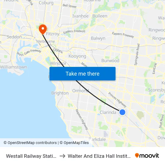 Westall Railway Station to Walter And Eliza Hall Institute map