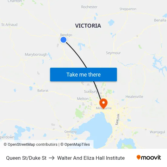 Queen St/Duke St to Walter And Eliza Hall Institute map