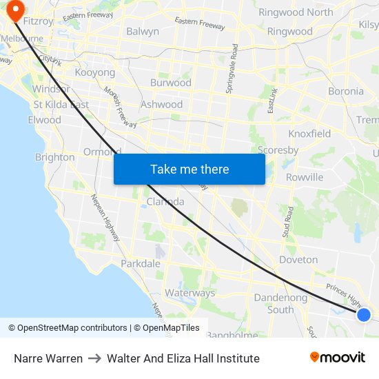 Narre Warren to Walter And Eliza Hall Institute map
