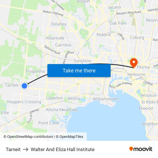 Tarneit to Walter And Eliza Hall Institute map