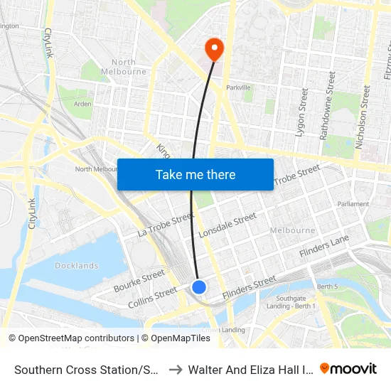Southern Cross Station/Spencer St to Walter And Eliza Hall Institute map