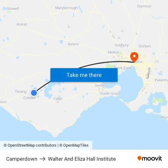 Camperdown to Walter And Eliza Hall Institute map