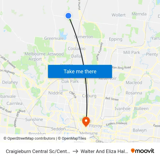 Craigieburn Central Sc/Central Park Ave to Walter And Eliza Hall Institute map