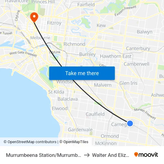 Murrumbeena Station/Murrumbeena Rd to Walter And Eliza Hall Institute map