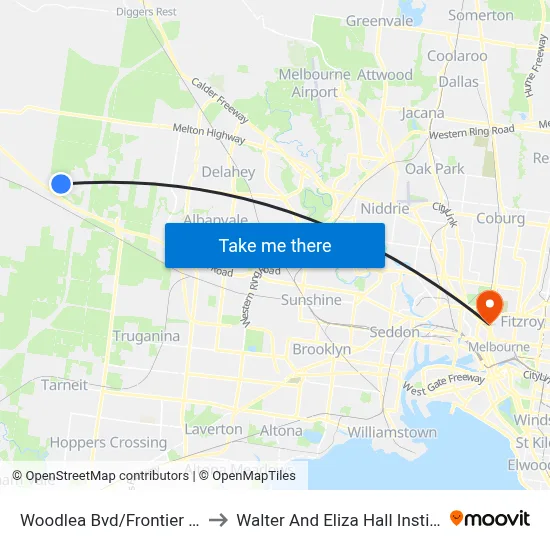 Woodlea Bvd/Frontier Ave to Walter And Eliza Hall Institute map