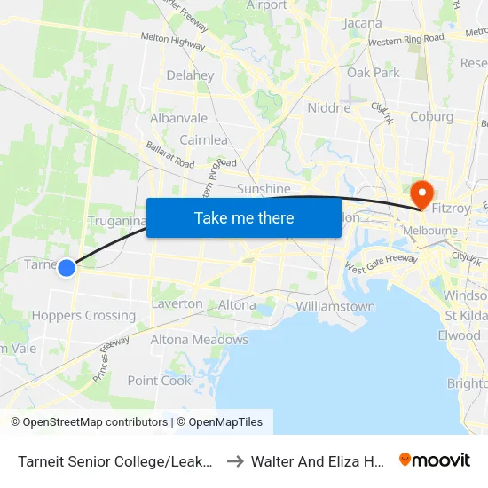 Tarneit Senior College/Leakes Rd to Walter And Eliza Hall Institute map