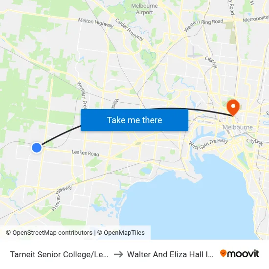 Tarneit Senior College/Leakes Rd to Walter And Eliza Hall Institute map