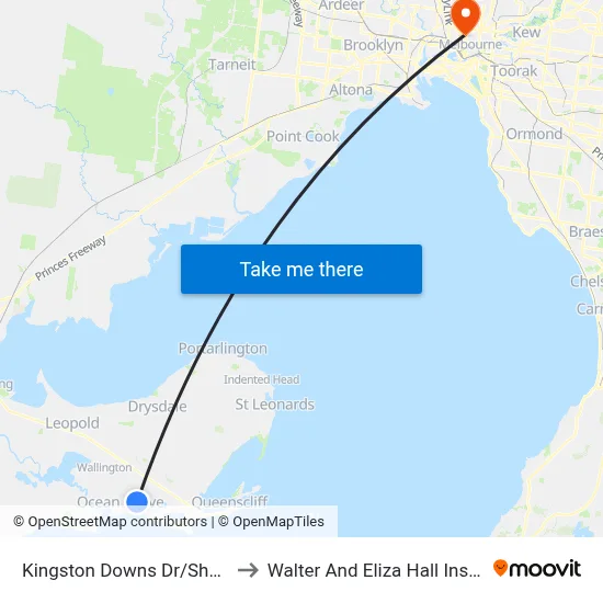 Kingston Downs Dr/Shell Rd to Walter And Eliza Hall Institute map
