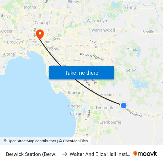 Berwick Station to Walter And Eliza Hall Institute map