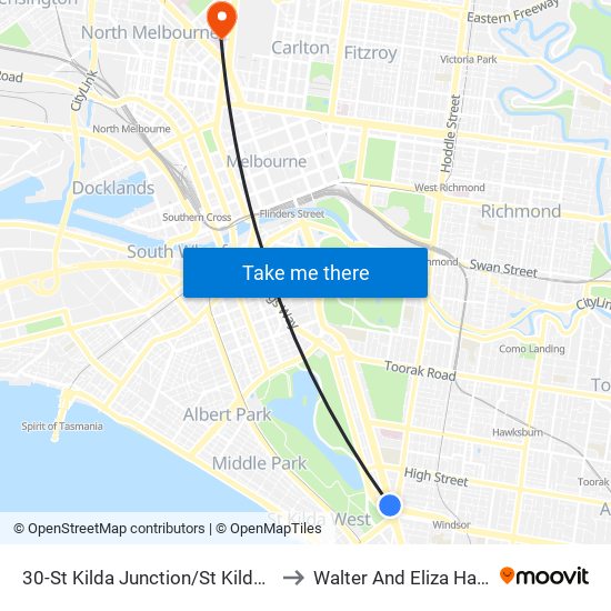 30-St Kilda Junction/St Kilda Rd (St Kilda) to Walter And Eliza Hall Institute map