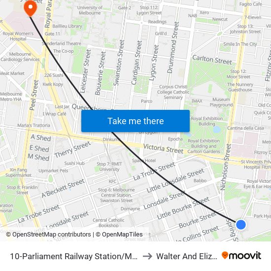 10-Parliament Railway Station/Macarthur St (East Melbourne) to Walter And Eliza Hall Institute map