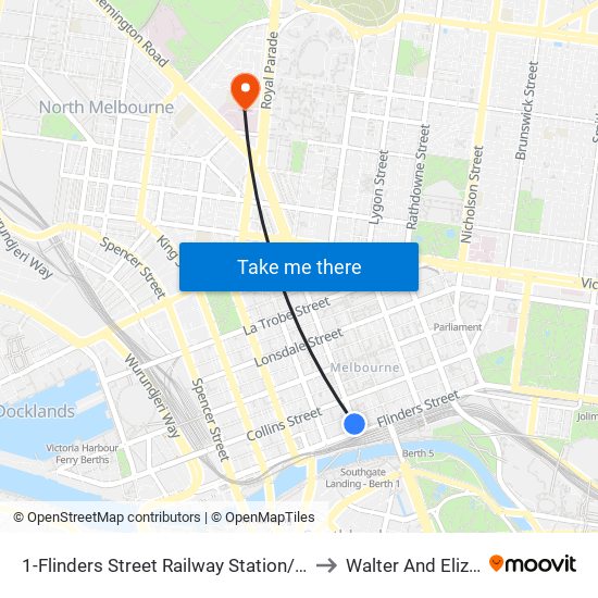 1-Flinders Street Railway Station/Elizabeth St (Melbourne City) to Walter And Eliza Hall Institute map