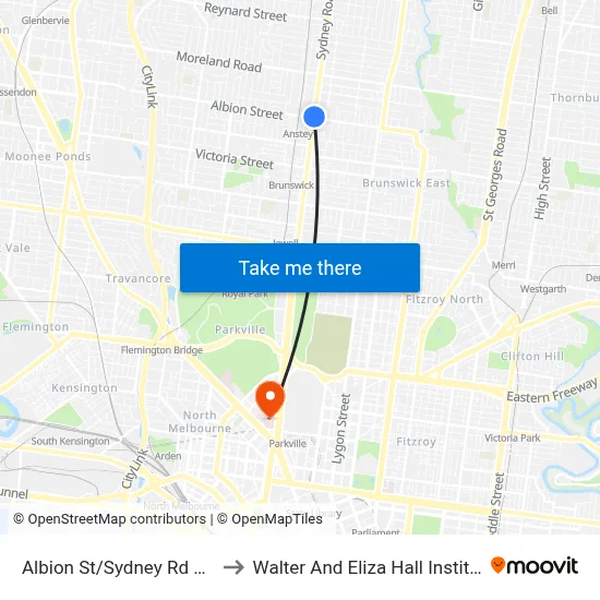 Albion St/Sydney Rd #26 to Walter And Eliza Hall Institute map
