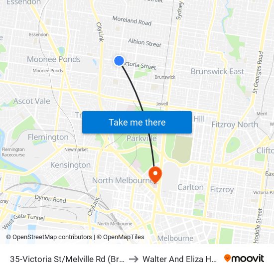 35-Victoria St/Melville Rd (Brunswick West) to Walter And Eliza Hall Institute map