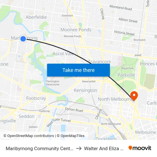 Maribyrnong Community Centre/Raleigh Rd #45 to Walter And Eliza Hall Institute map