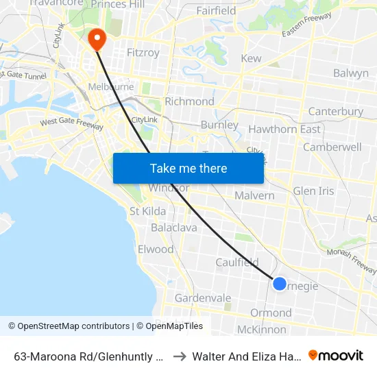 Maroona Rd/Glenhuntly Rd #63 to Walter And Eliza Hall Institute map