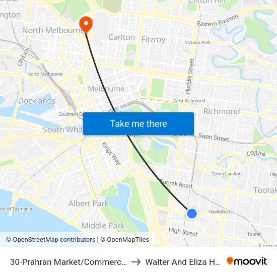 Prahran Market/Commercial Rd #30 to Walter And Eliza Hall Institute map