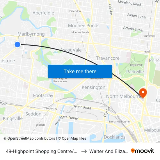 Highpoint Shopping Centre/Wests Rd #49 to Walter And Eliza Hall Institute map