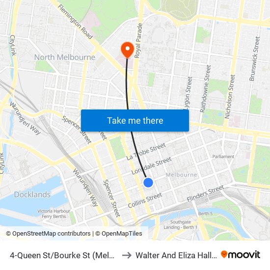 4-Queen St/Bourke St (Melbourne City) to Walter And Eliza Hall Institute map