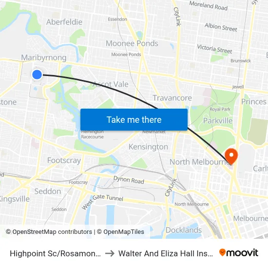 Highpoint Sc/Rosamond Rd to Walter And Eliza Hall Institute map