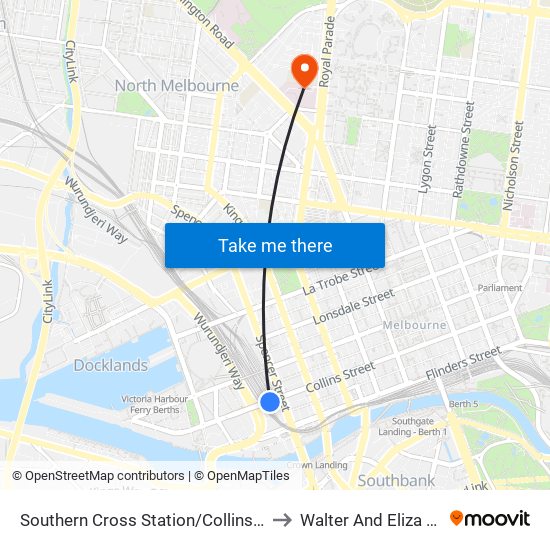 Southern Cross Station/Collins St (Melbourne City) to Walter And Eliza Hall Institute map