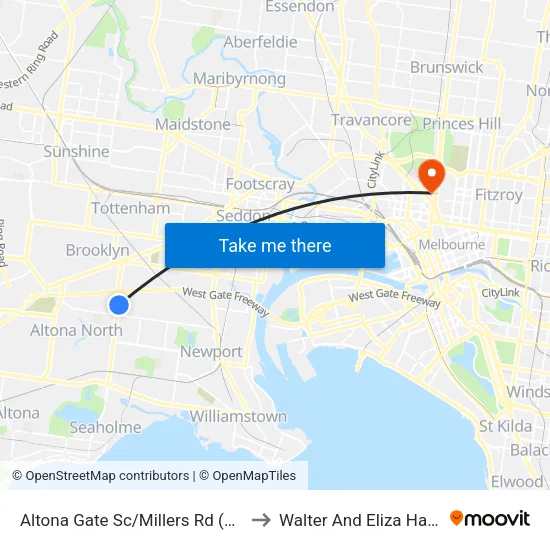Altona Gate Sc/Millers Rd to Walter And Eliza Hall Institute map