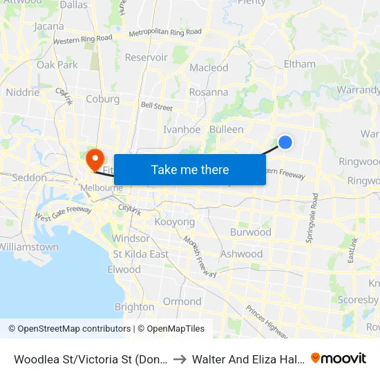 Woodlea St/Victoria St to Walter And Eliza Hall Institute map