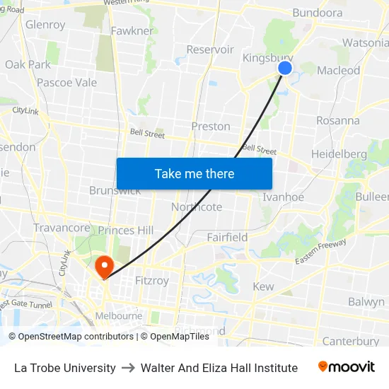 La Trobe University to Walter And Eliza Hall Institute map