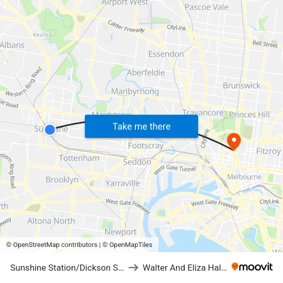 Sunshine Station/Dickson St to Walter And Eliza Hall Institute map