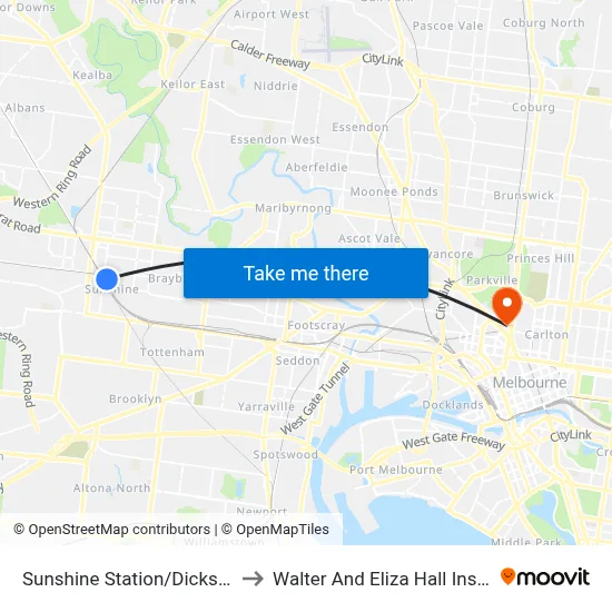 Sunshine Station/Dickson St to Walter And Eliza Hall Institute map
