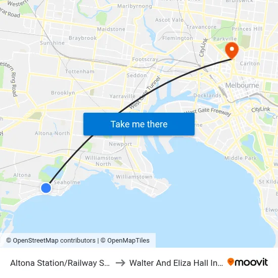 Altona Station/Railway St South to Walter And Eliza Hall Institute map