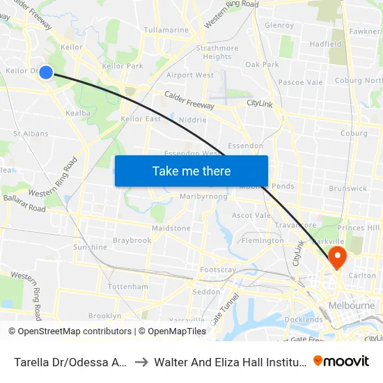 Tarella Dr/Odessa Ave to Walter And Eliza Hall Institute map
