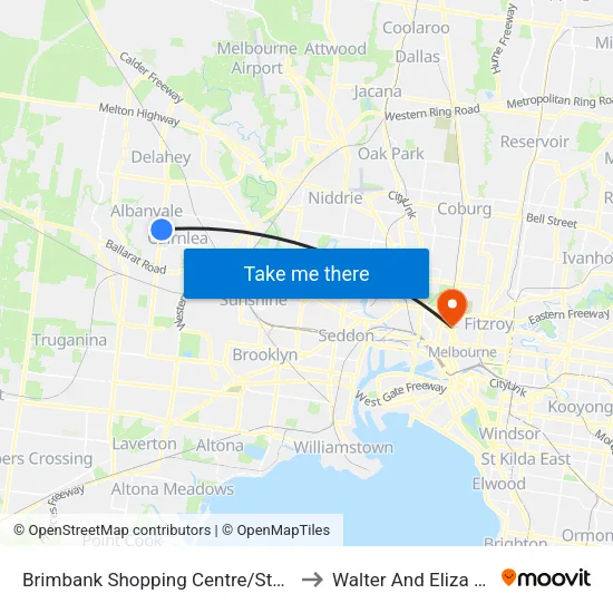 Brimbank Shopping Centre/Station Rd to Walter And Eliza Hall Institute map