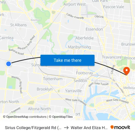 Sirius College/Fitzgerald Rd to Walter And Eliza Hall Institute map